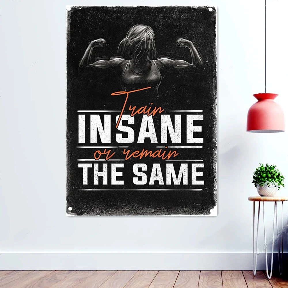 

THE SAME INSANE Fitness Workout Motivational Poster Wallpaper Hanging Paintings Yoga Bodybuilding Sport Exercise Flag Banner