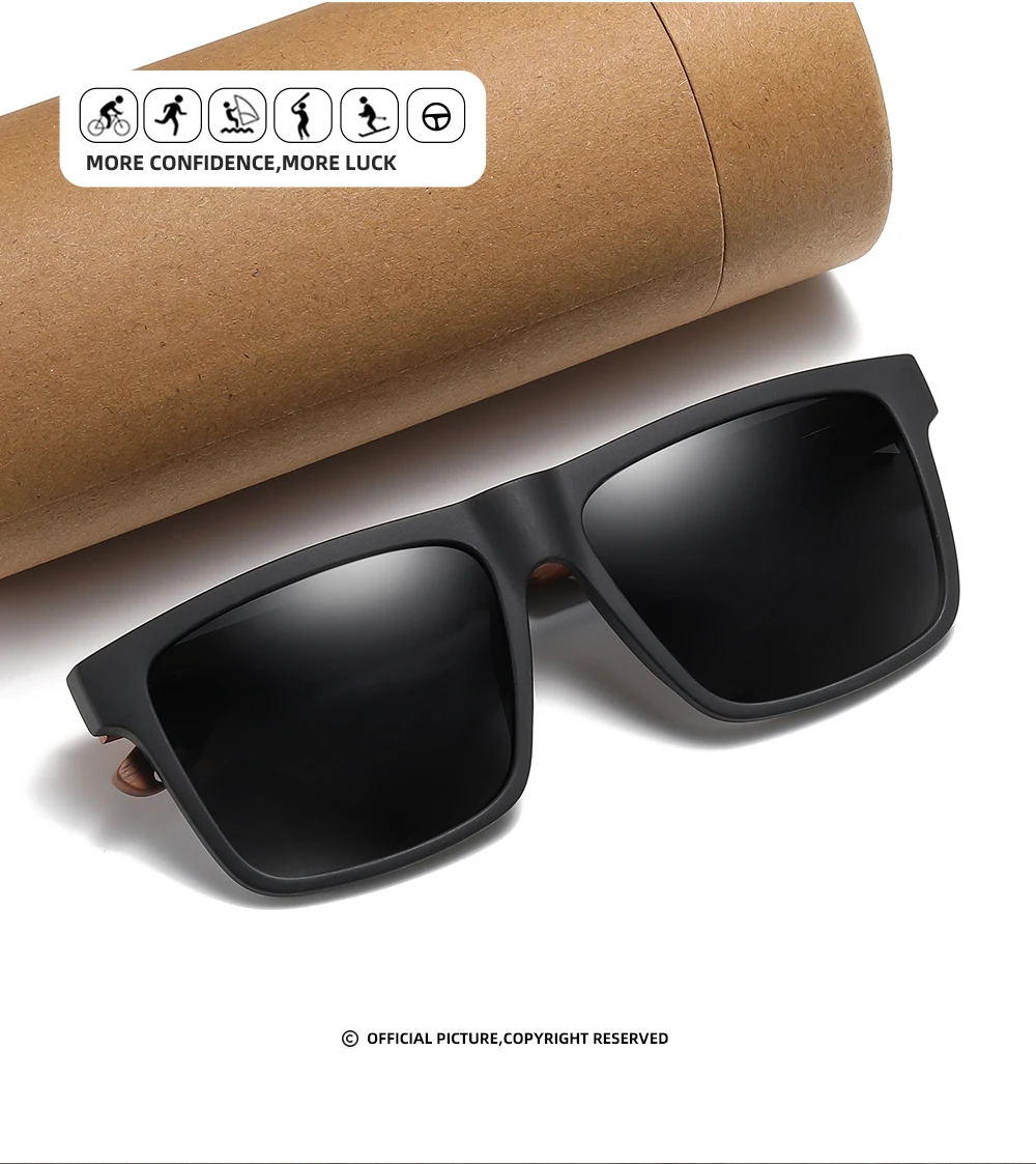 GM Neuheiten Schwarze Holz-Polarisierte Sonnenbrille für Herren Bambus-Sonnenbrille Rote UV400-Gläser Modische Fahrsonnenbrille CartonS5565 – Detail 5