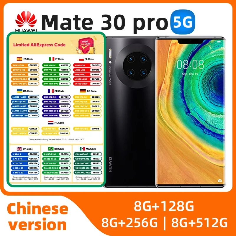 

HUAWEI Mate 30 Pro 5g Smartphone Kirin 990 6.53inch OLED Screen 40MP+32MP Camera 4500mAh 40w SuperCharge Original Used Phone