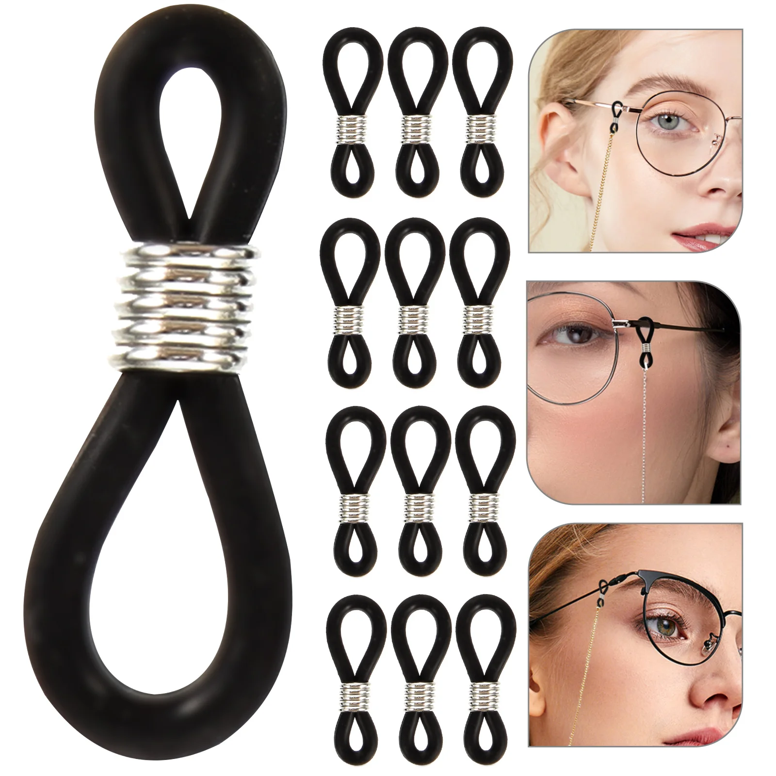 

100Pcs Eyeglass Chain Holders Silicone Anti Slip Ends Connectors Adjustable Durable Glasses Sunglasses Parts Eyeglass Chain Ends