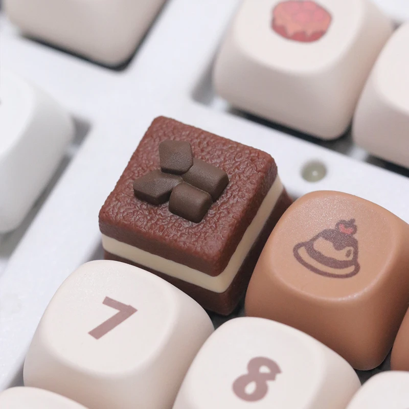 

Tiramisu Cake Keycap Chocolate Cake Cute Cartoon Anime Keycap Creative Custom Keycap for Keyboard