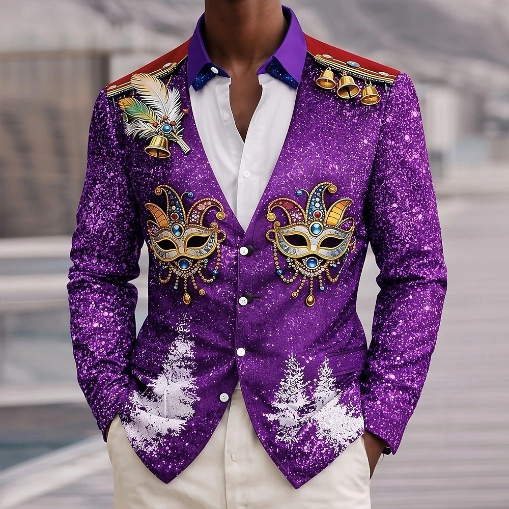 New Light Luxury Shirt with Hidden Blue Satin Sparkling Diamond, Lion Vine Art Printed Long Sleeve Shirt