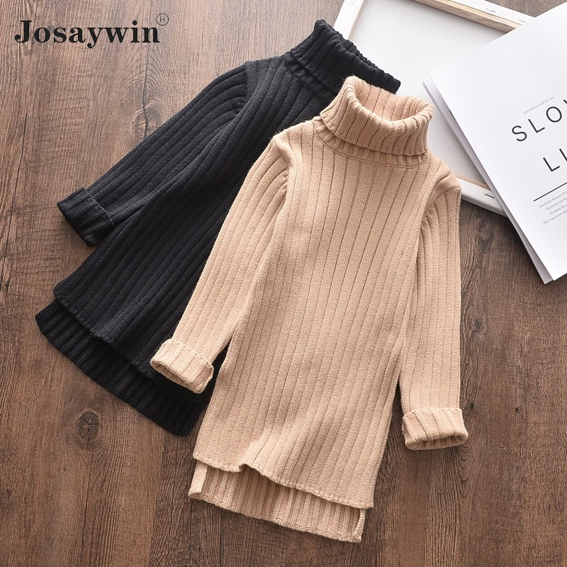 

Autumn Winter Long Kids Turtleneck Sweater for Girls Knitted Sweater for Girls Sweater Children's jumpers Clothing Baby Sweater