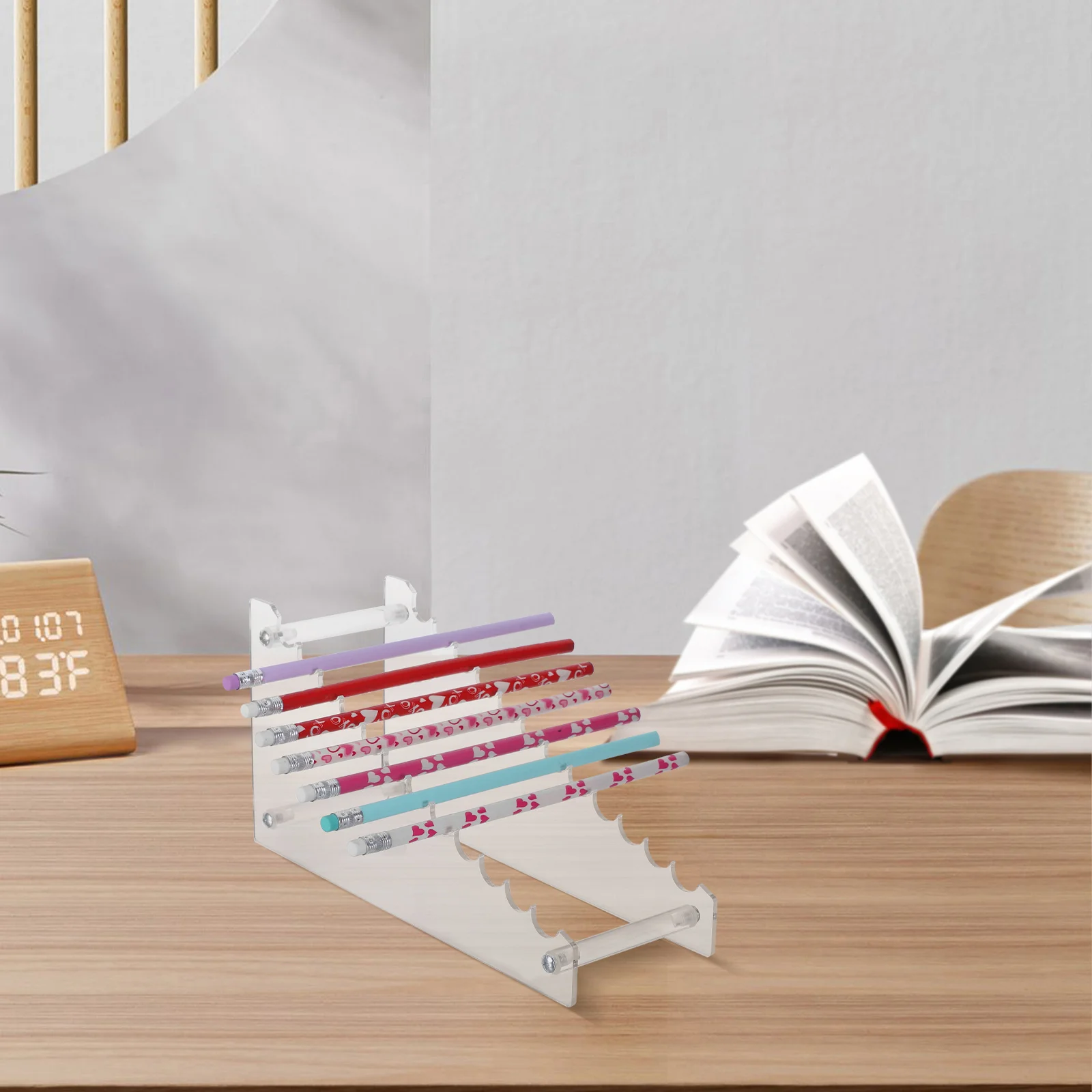 

Pen Display Organizer Tray Eyebrow Pencil Ballpoint Pen Watercolor Pen Rack Acrylic Pen Holder Display Stand for Desk Office and