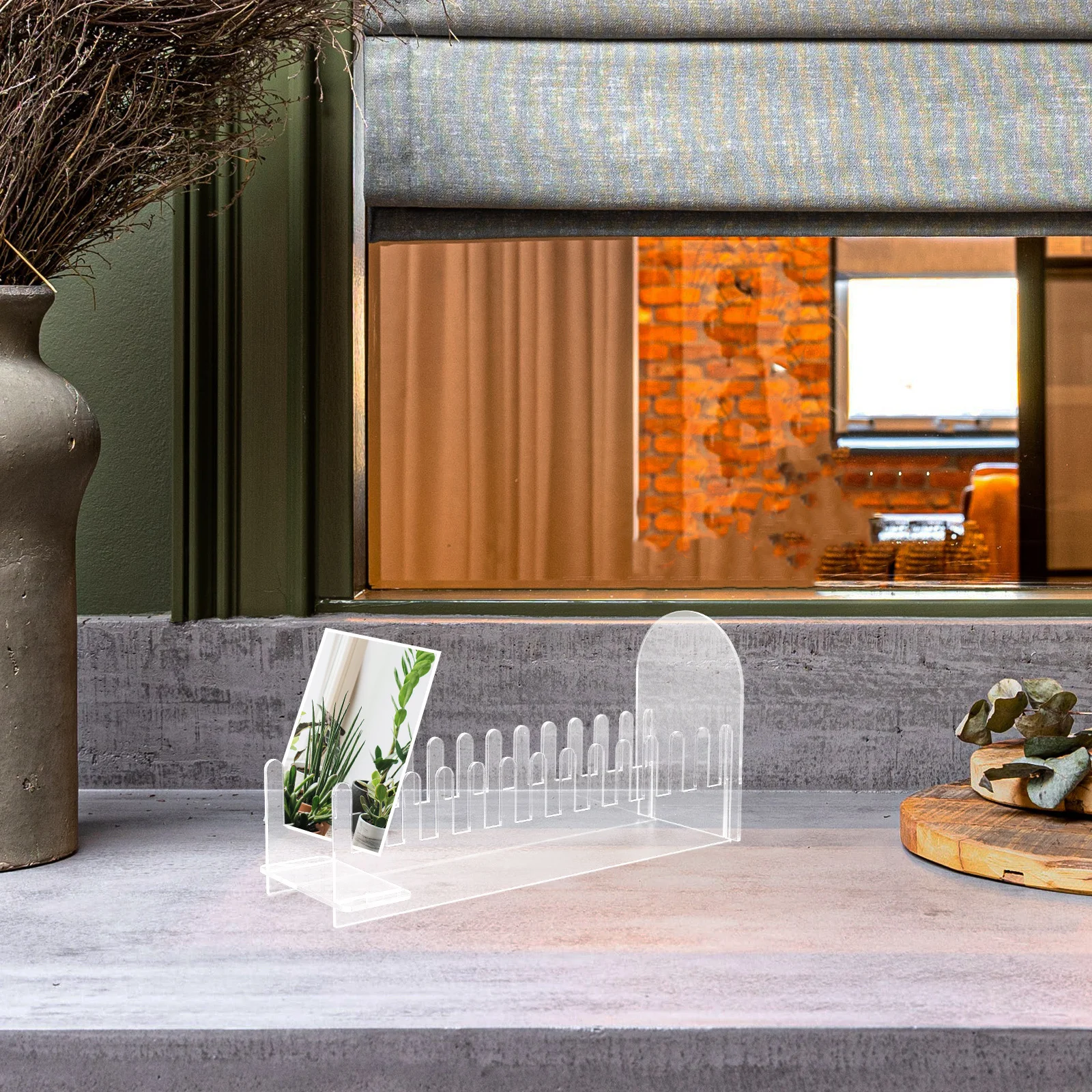 

Acrylic Greeting Card Display Stand Clear Organizer Multi Slot Design Vendor Event Retail Home Decor Card Display Holder