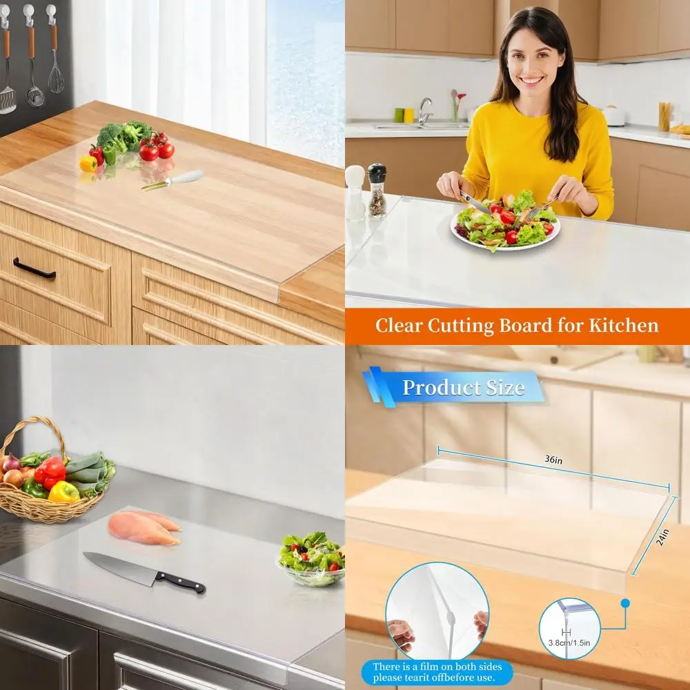 

Large Clear Acrylic Cutting Board 36x24 Inches Kitchen Countertop Non-Slip Protector Cover