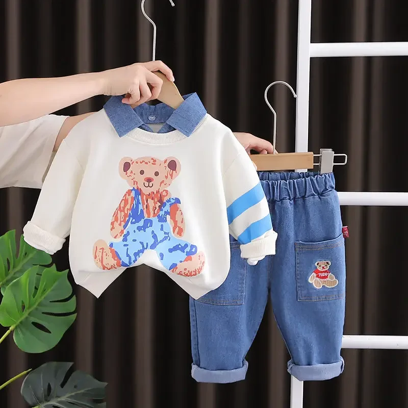 New Autumn Children Boys Girls Clothing Cotton Long Sleeve Cartoon Bear Suit Kids Clothes Tracksuit Kids T-Shirt Pants 2Pcs/set