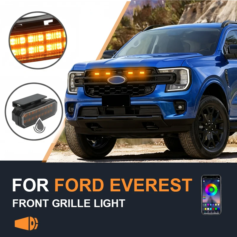 

FOR Ford Everest Specialized center grid small yellow light Front Grille Lights LED Decorative Warning Light Pickup 12V ﻿