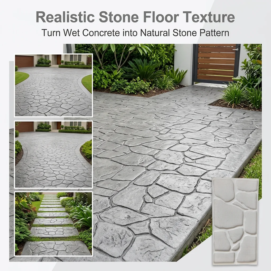 Embossed Silicone Mold Imitation Stone Pattern for Concrete Floor Construction Small Courtyard Garden Path Hardening Paving