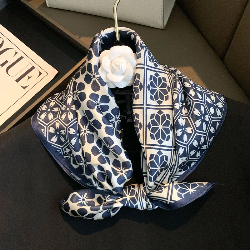 

100% Real Silk Scarf Feminine Hairband Scarfs Hijab Headscarf Small Handkerchief Bandana Fashion Female All Match Decor