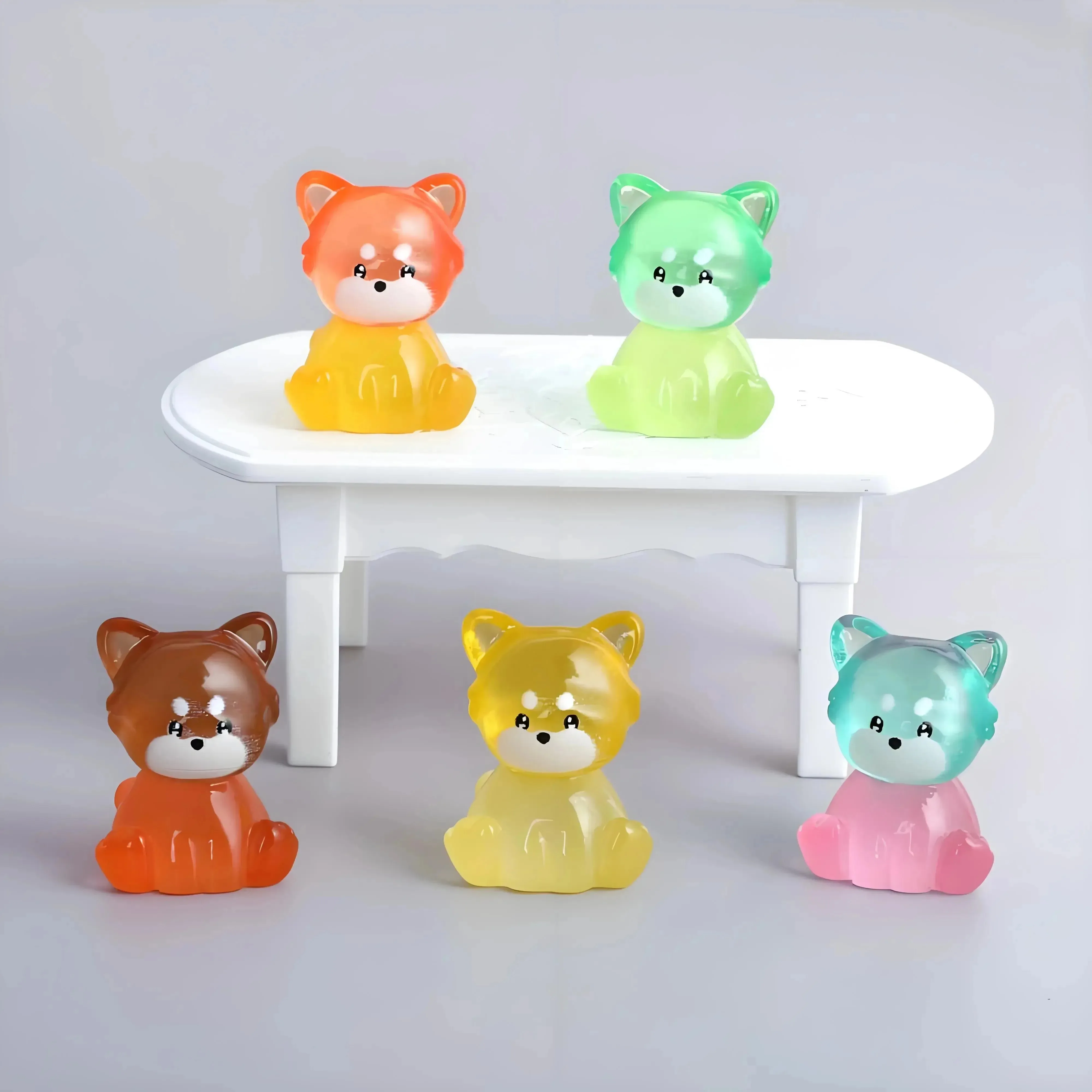 10Pcs Glow in The Dark Colorful Mini Resin Raccoon Figurines, Tiny Animal Ornaments for DIY Potted Plant Decoration