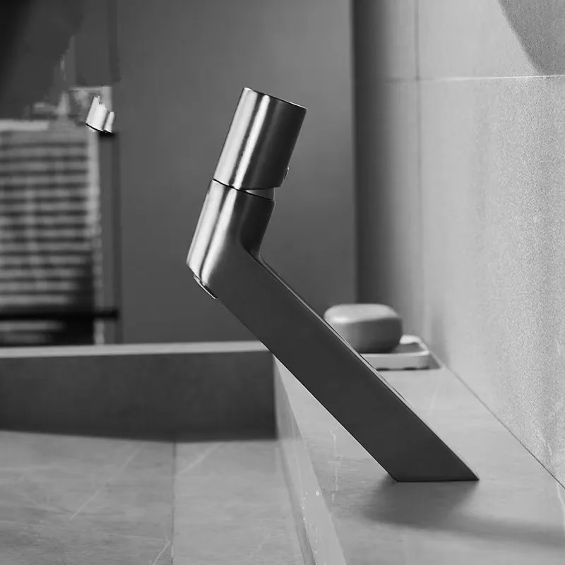 Bathroom Utensils Mixing Faucet Creative Design Brushed Gold Cold And Hot Basin Faucets One Hole Sink Metal Tap Accessories Bath