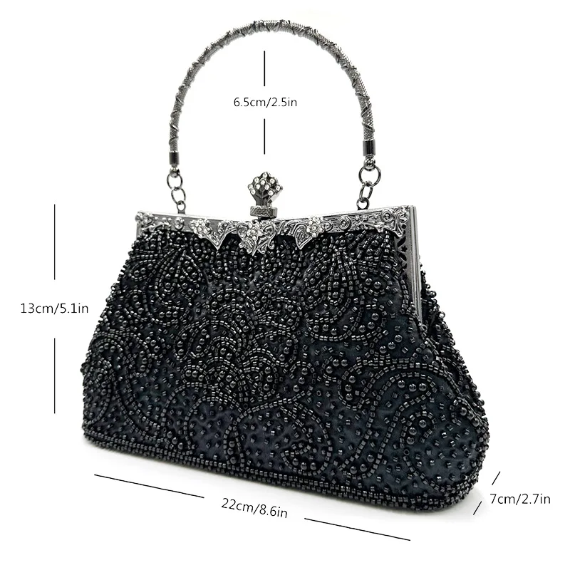 вечерняя сумка New Vintage Beaded Evening Bag Embroidered Bag Diamond Sequined Clutch Hand Bag Bride Bag Beading Female Handbags