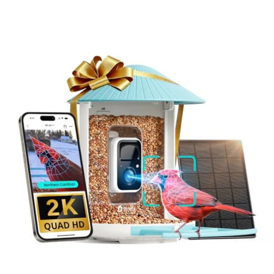 

Smart Bird Feeder with Camera Solar Powered AI Birdwatching Device for Outdoor Use Auto Capture and Notify Clear Day and Color