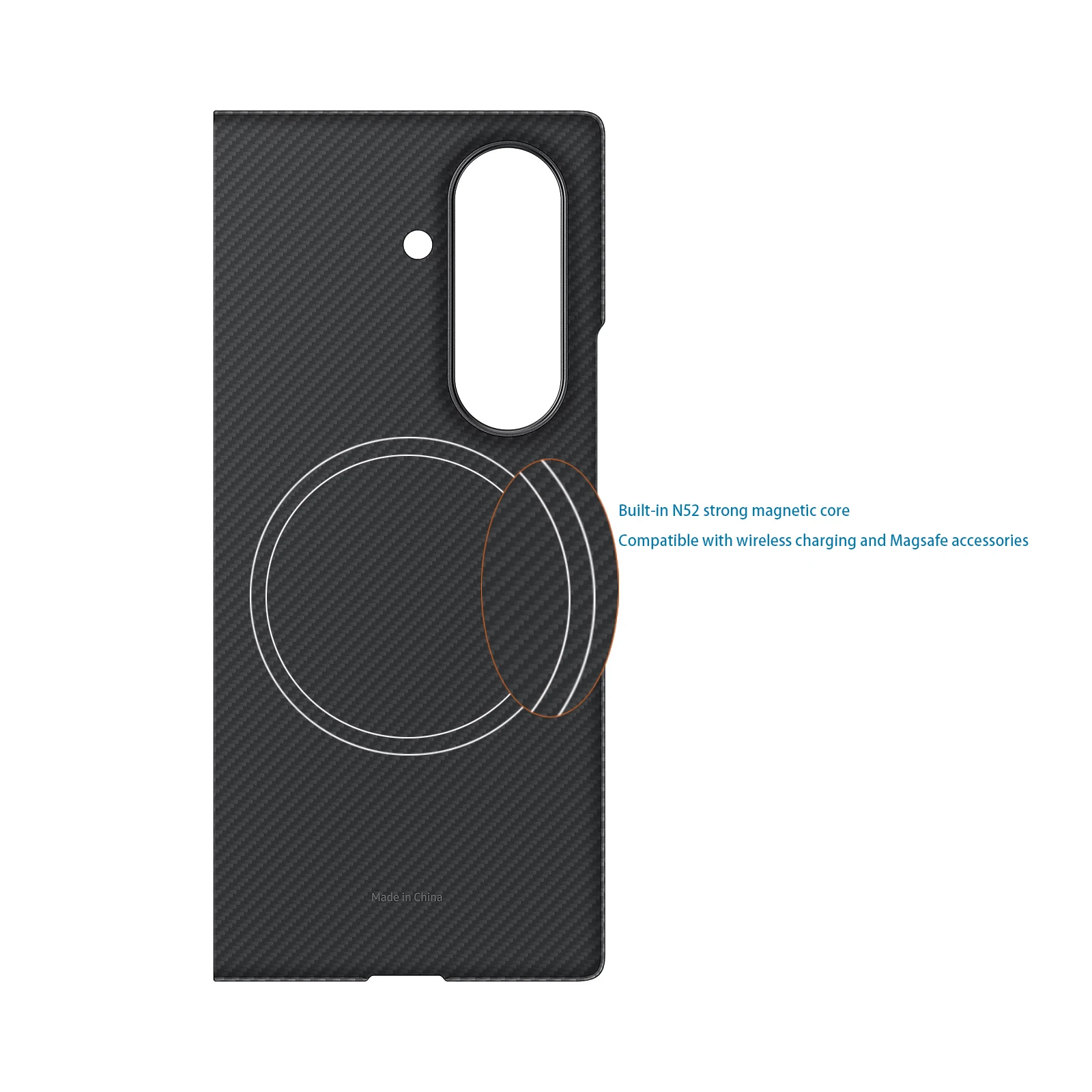 Противоударный магнитный чехол из углеродного волокна для Samsung Galaxy Z Fold7 2025, совместимый с MagSafe, ультратонкий с металлической защитой линз