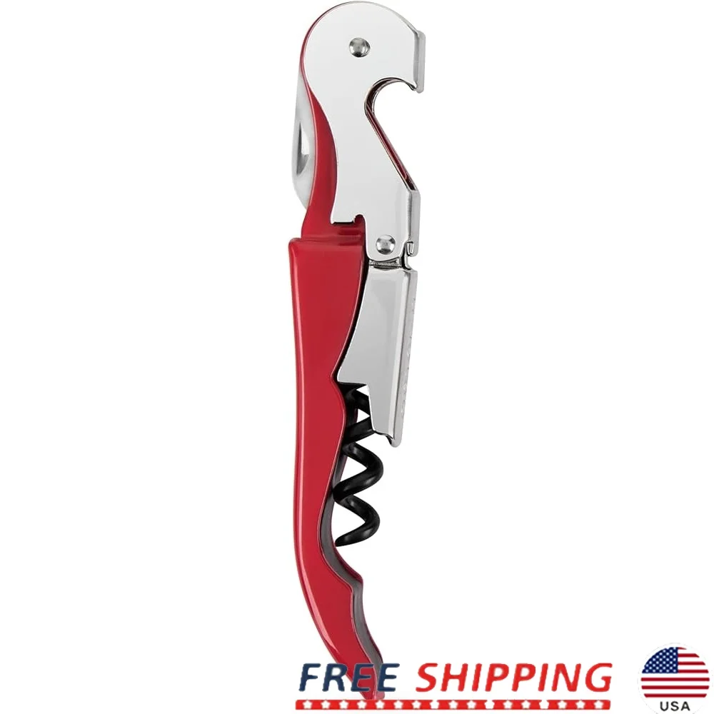 

Double Hinged Waiters Corkscrew Stainless Steel Opener with Foil Cutter Compact Wine Key Perfect Gift Wine Lovers