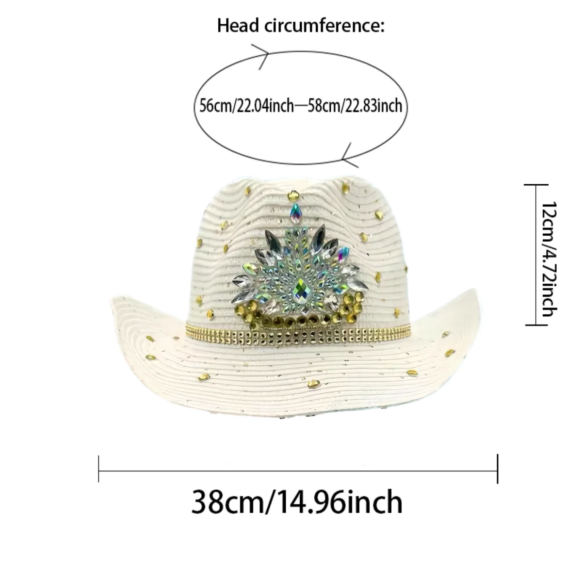 

Rhinestone Cowboy Hat Straw Sun Hat for Women Men Beach Vintage Western Cowgirl Party Summer Festival Country Music Headwear