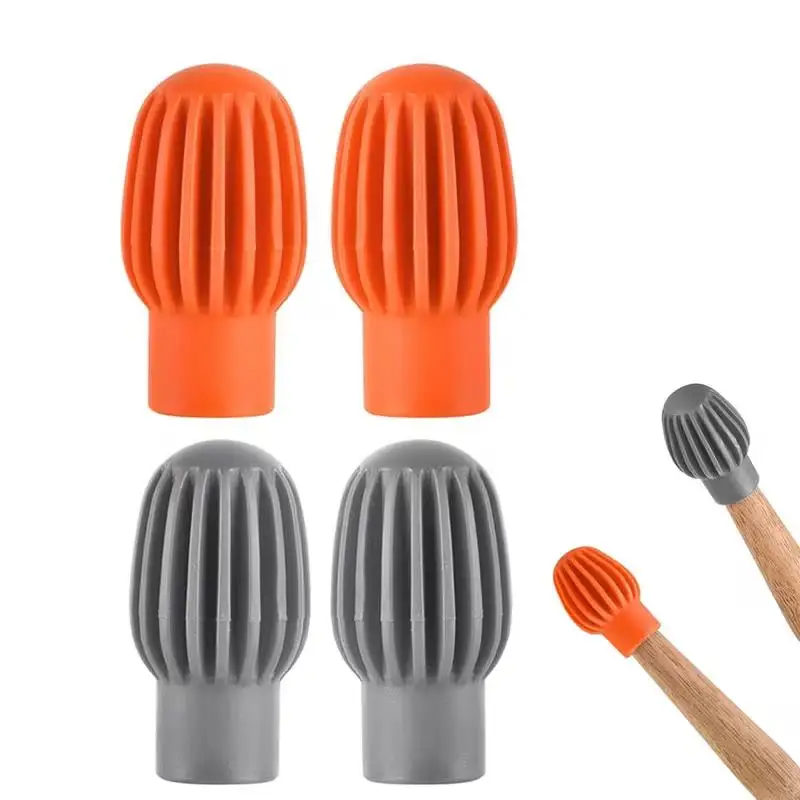 2pcs Drumstick Silicone Tips – Silent Soundproofing Covers, 4 Colors, Black/Orange/Gray/Red