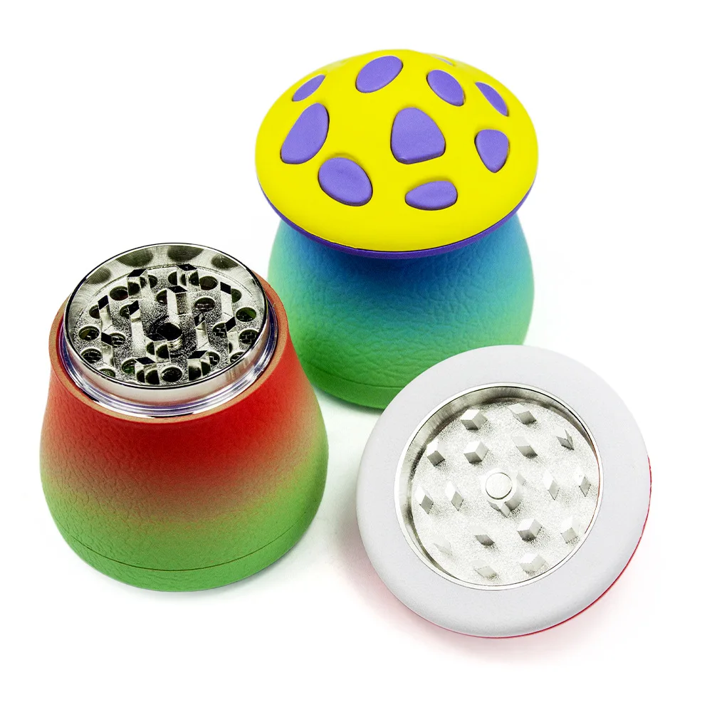 Cute Mushroom Manual Crushing Tool - Plastic Cover, Rhombus-Shaped Zinc Alloy Teeth, 5.5cm Diameter, 4 Removable Parts, Effortless