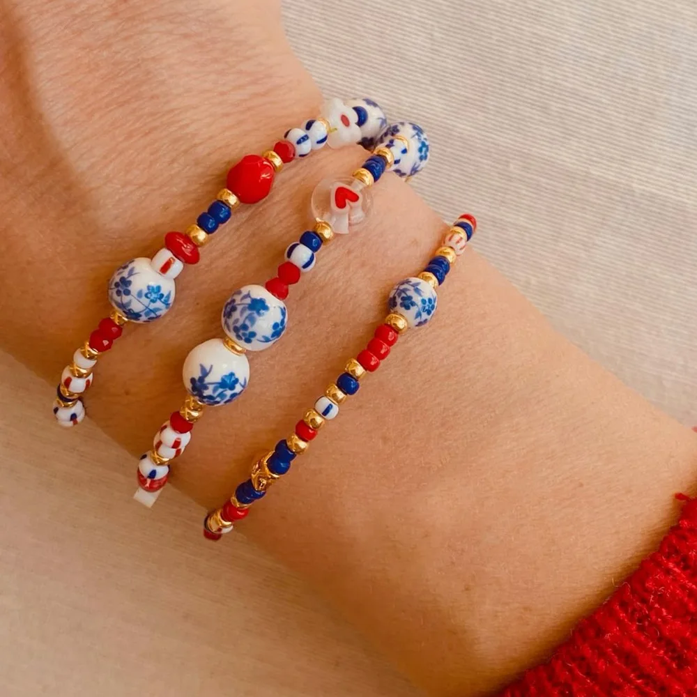 

Beaded bracelet Ceramic Originality Bohemia Chroma Hand knitting Heart Design Female Adjustable Tide Simple Rice bead bracelet