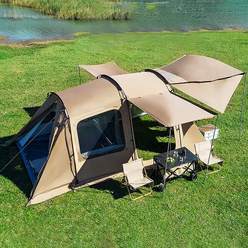 Large Tunnel Tent 8-12 Person Multiple Rooms Porch Area Weather-Resistant Family Camping Tentpromote sales