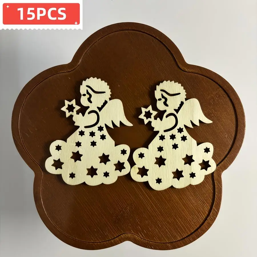 1/5/10/20/50/100pcs Angel-shaped wooden plaque sets, perfect for home party decorations and craft projects—such as gift tags—wit