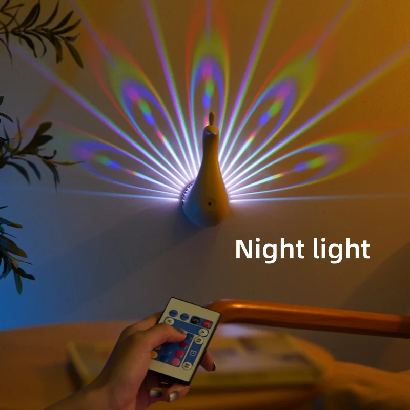 

Room decoration Lamp with Remote Control and Smart Touch Night lights USB Rejected Led light Peacock galaxy projector Light