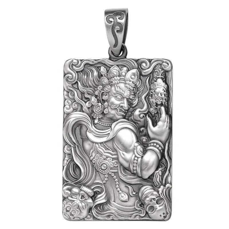 Personality Acalanatha Buddha Pendant Men Jewelry Retro 925 Silver Chain Necklace Male Amult Neck Accessories For Boyfriend Gift