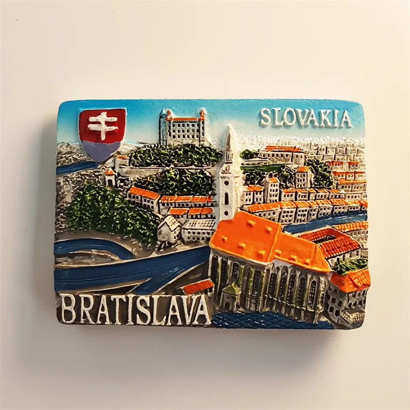 Slovakia capital Bratislava landmark attraction tourist souvenir home decoration magnetic fridge magnet resin material