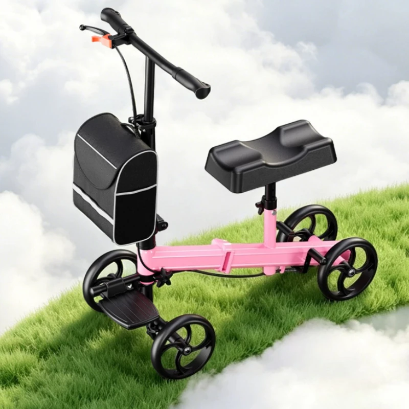 Medical Knee Crutch for Broken Foot Injure Foldable All Terrain Knee Scooter for Adults for Foot Injuries Steerable Knee Walker