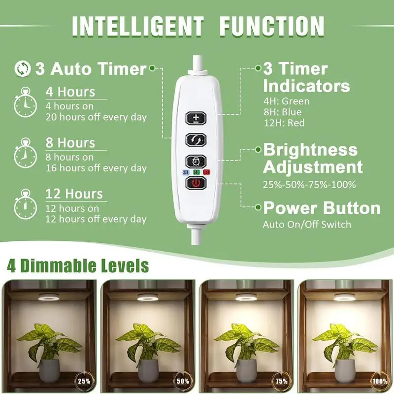 Full Spectrum Grow Light Long-lasting Greenhouse Fill Lamp LED Full Spectrum Grow Lights For Indoor Plants With 360 Rotation