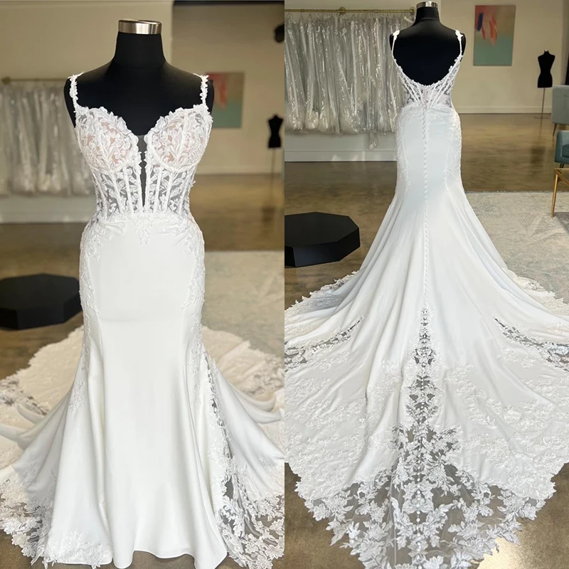 Simplicidade-Vestido De Noiva De Organza Cetim Com Bordado Em Renda, Vestido A-Line, Manga Cheia, O-Neck, Vestido De Baile