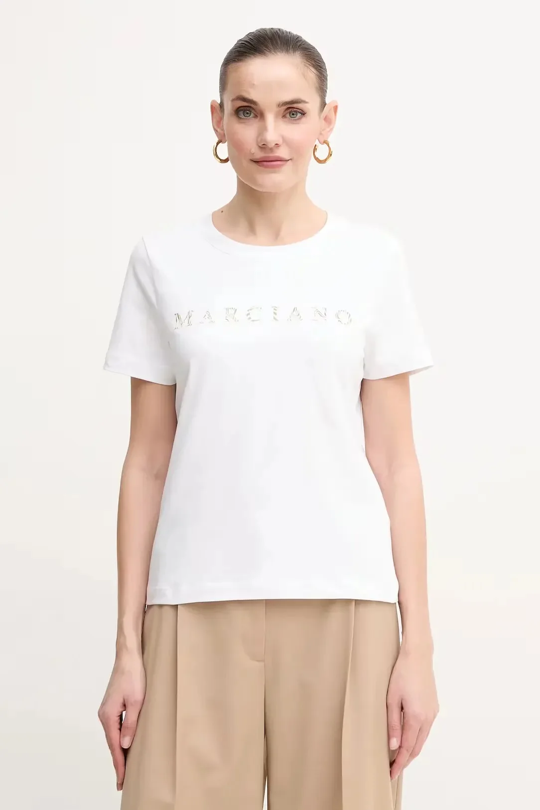 Camiseta Marciano Guess de verano 2025, Camiseta de algodón puro de marca estampada a la moda, Camiseta holgada versátil de cuello redondo Unisex de manga corta