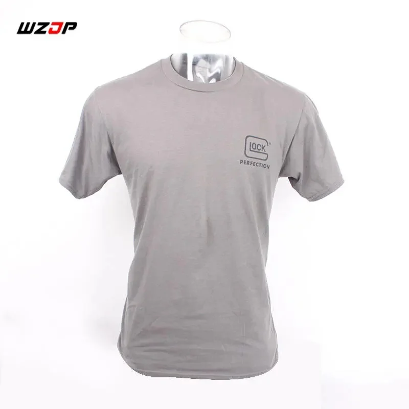 New 100% Cotton Men'S Glock Logo Print Short shirt Hiking & Camping Breathable T shirt S-2XL Size Dropship