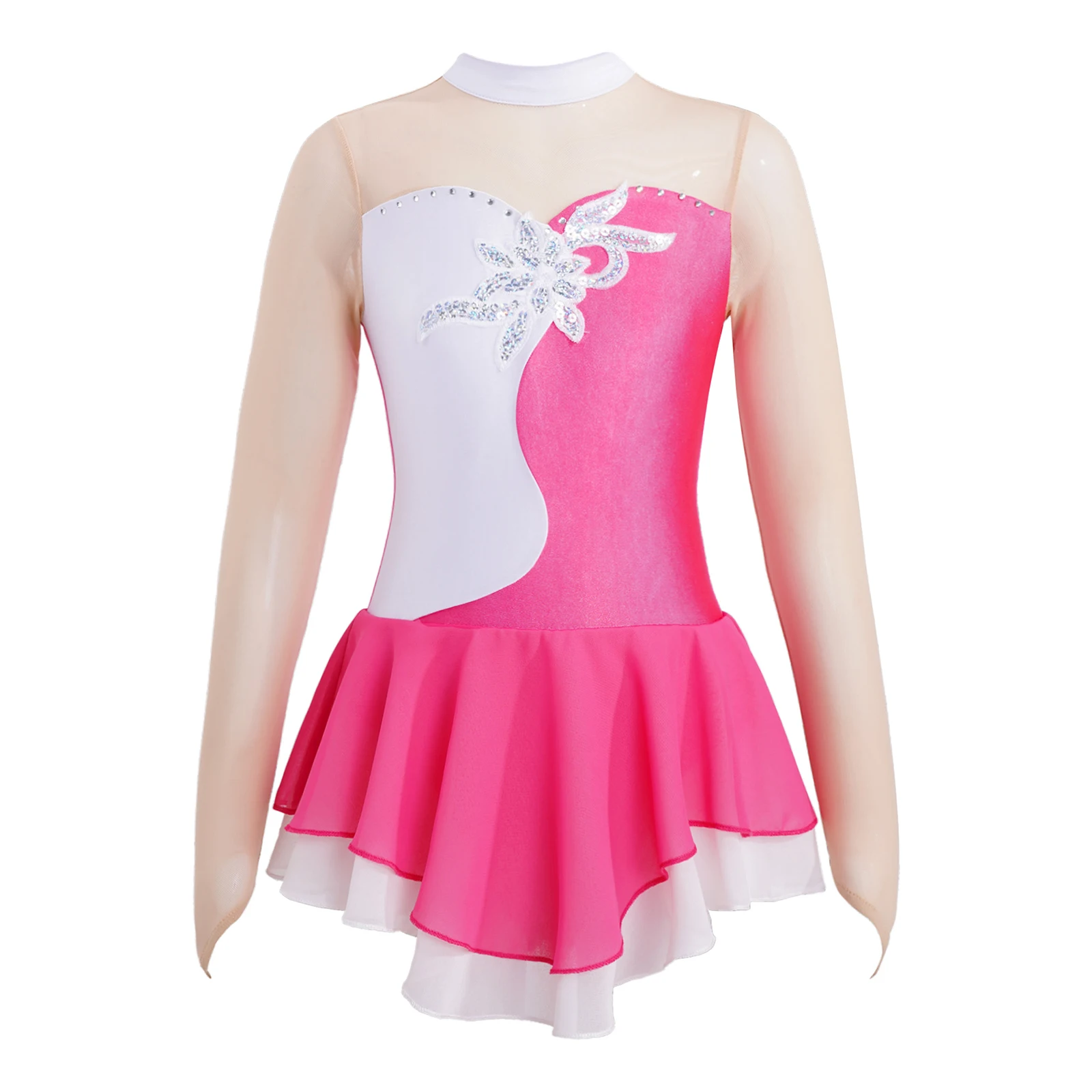 Girls Figure Skating Dress Competition Ice Skating Skirt for Girl Kids Gymnastics Leotard Dress Ballet Stage Performance Costume