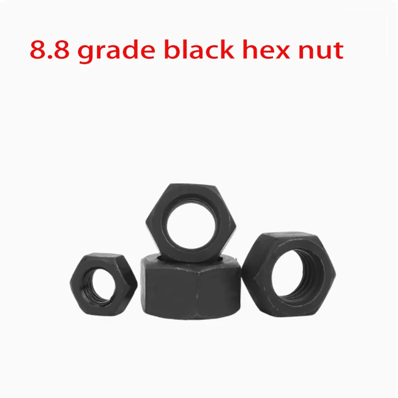 8.8 Grade Black Hexagon Hex Nuts M2 - M30 Oxide Carbon Steel Metric Hex Nuts