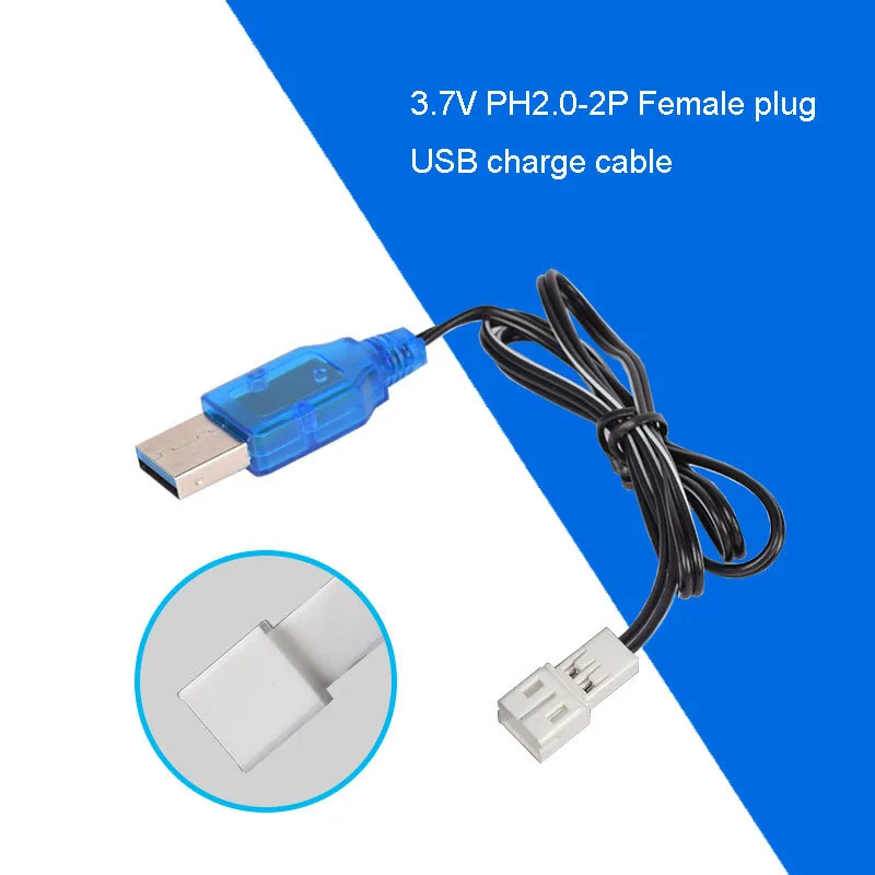 

3.7V 400mA PH2.0-2P Female USB Charger Cable for Rechargeable Li-ion Battery Electric RC Aircraft Car Toys Remote Control PH-2.0