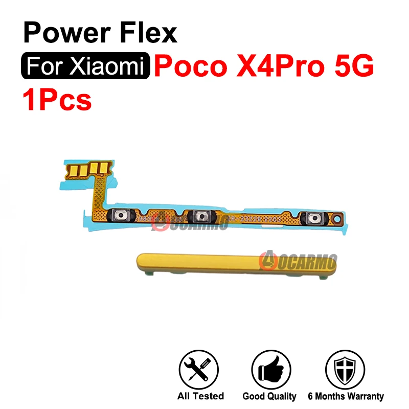 1Pcs Power On Off Flex Cable Volume Buttons Side Key Replacement Repair Parts For Xiaomi Poco X4 Pro