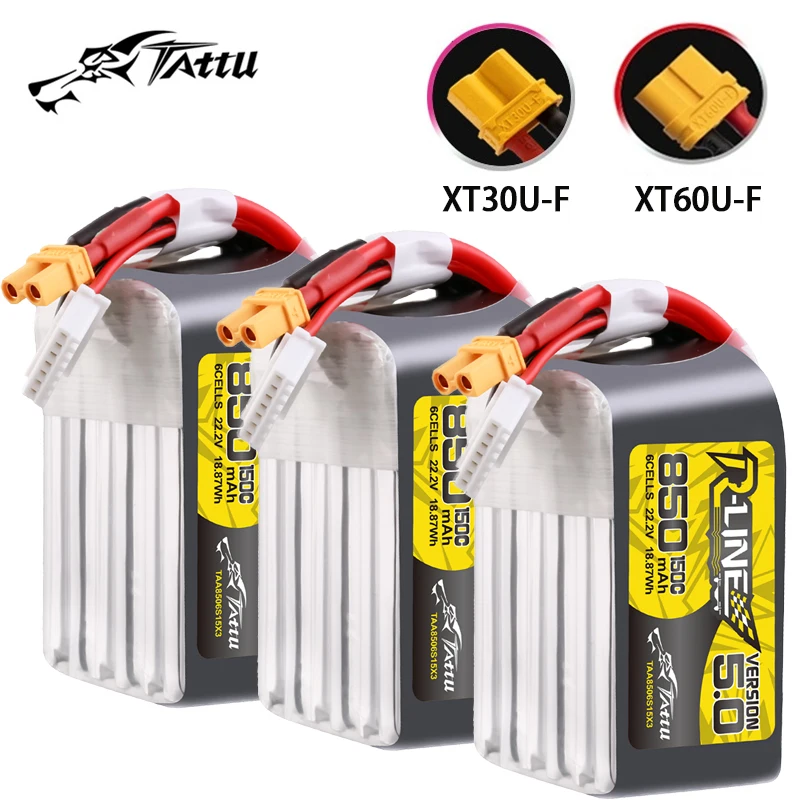 Tattu-r-line bateria lipo 5.0, 150c, 850mah, 22.2v, para rc helicóptero, quadcopter, fpv, peças zangão de corrida, original