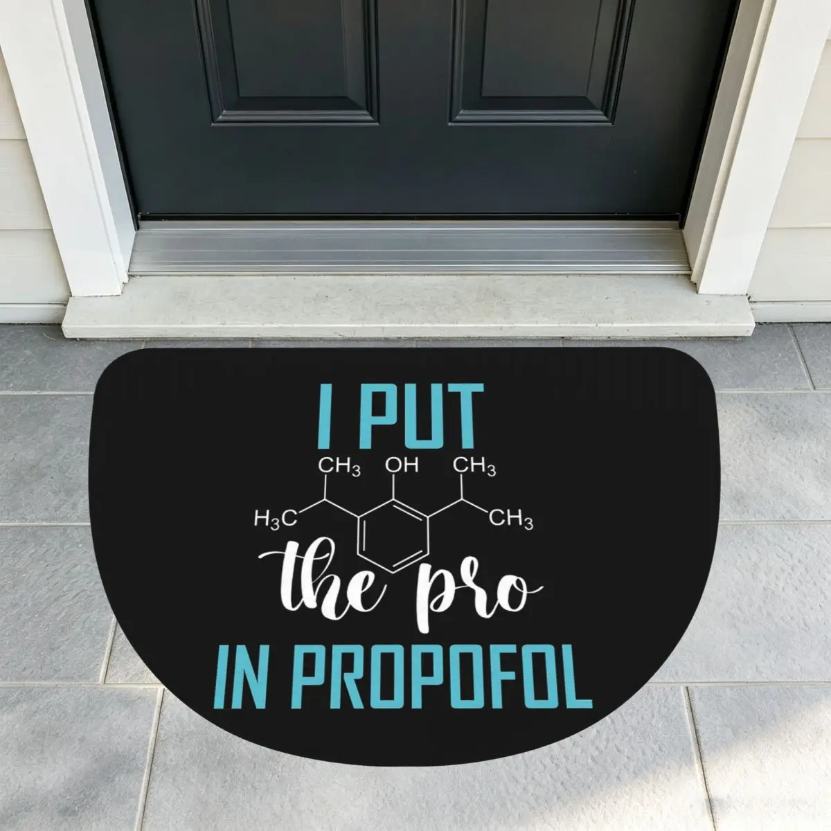 ANESTHESIA Pro In Propofol Soft Flannel Half Round Doormat Non Slip Bathroom Mat Absorbent Floor Carpet for Garage