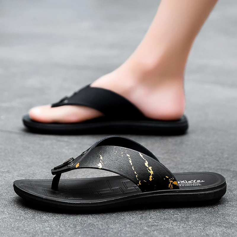 

Легкие кожаные мужские шлепанцы, удобные мужские тапочки, нескользящая мужская повседневная обувь, сабо, мужские сандалии, пляжные треккинговые кроссовки