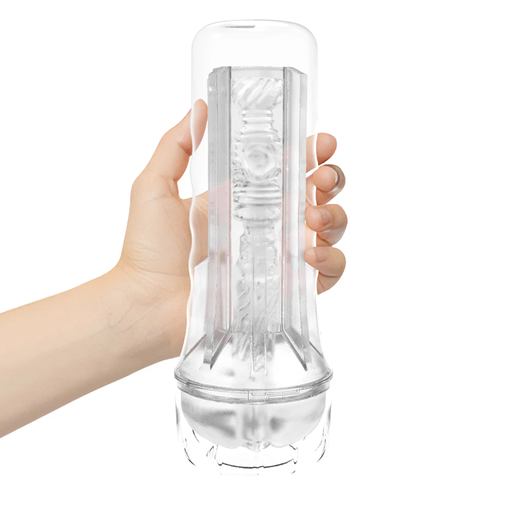 Transparent Male Masturbator Cup Masturbation Massager Pussy Crystal Vagina Oral Sleeve Stroker Portable Male Sex Toys for Men