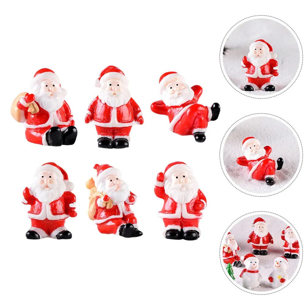 

6Pcs Santa Claus Miniature Snow Scene Set Versatile Placement for Desks Bookshelves Joyful Atmosphere Holiday Decorations