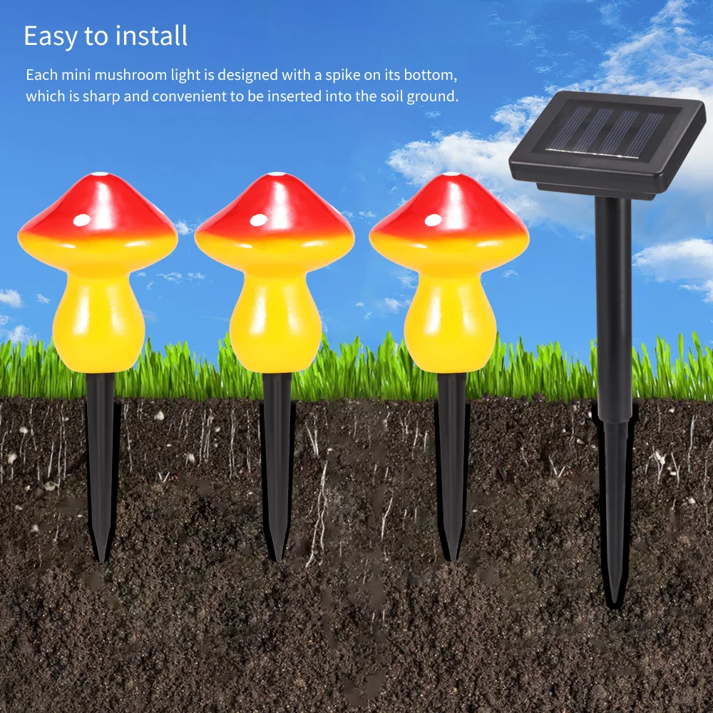 9leds Solar Energy Mushroom String Light Lamp Mushroom Lamp Waterproof LED Night Lights With Box For Garden Party Decoration