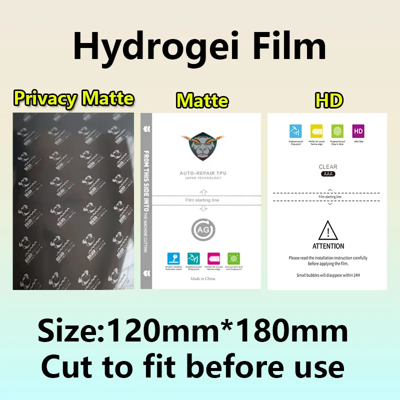 

9/50pcs Universal Hydrogel Screen Protector 120*180mm - Full HD Anti-Spy Matte Film Flexible Soft Protective Film for All Phones