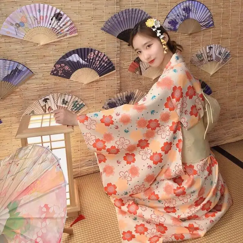 

Kimono female formal dress traditional improvement retro four seasons fresh art retro yukata dress