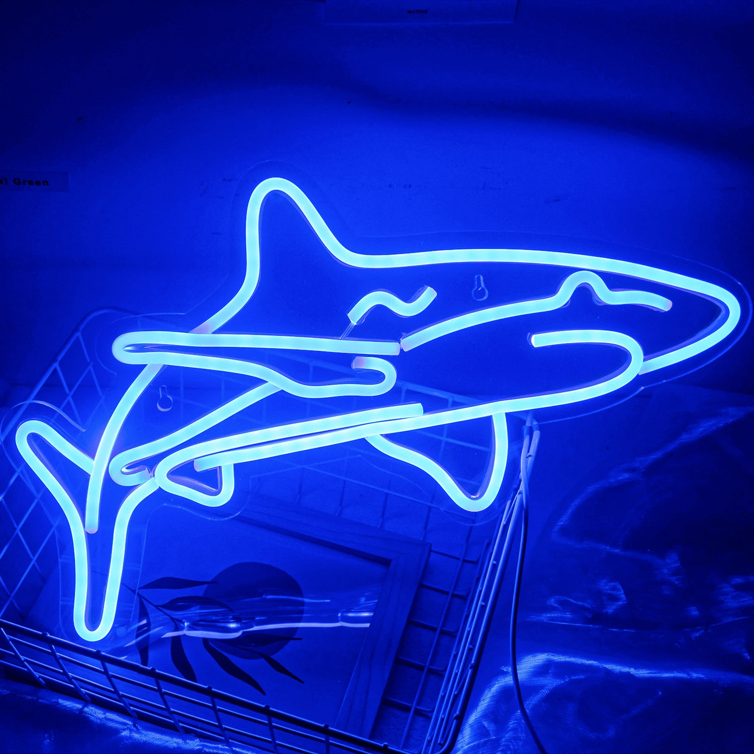 Shark Neon Sign สําหรับตกแต่งห้องนอนตกแต่งห้องอะคริลิคไฟ Led สัตว์ป้าย USB โคมไฟ Home Shop โรงแรม Bar Party รายการ