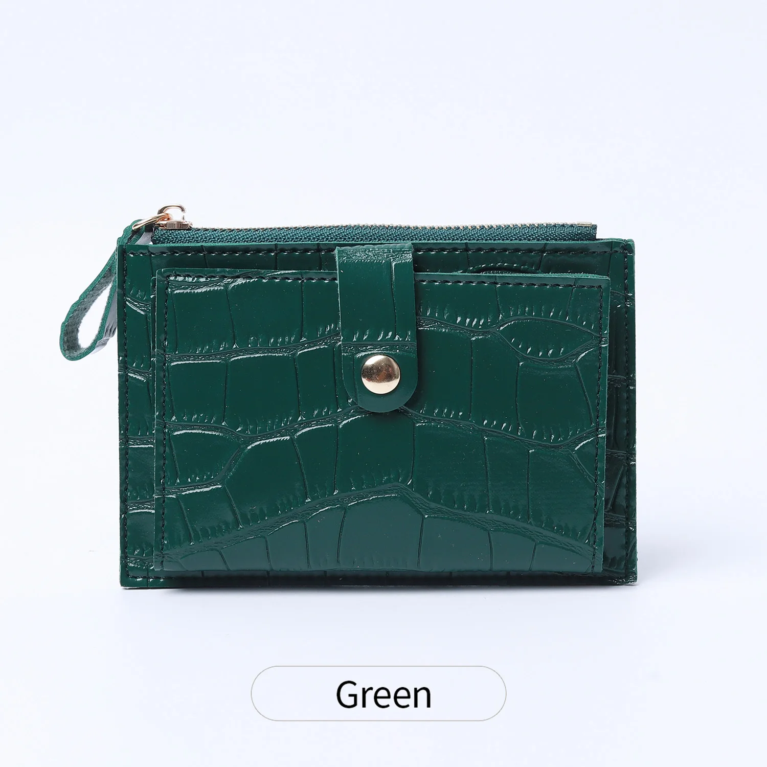 Mini Minimalistischer PU-Leder Kartenhalter für Damen, Stilvolles Krokodilmuster, Kreditkartenhalter, Kleine und Tragbare Geldbörse mit Reißverschluss – Detail 19