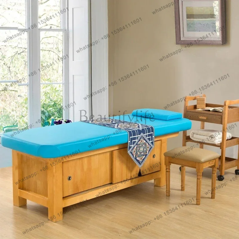 Factory Direct Sales Nordic Beauty Salon Massage Tables Ear Picking And Moxibustion Solid Wood Massage Tables High-end Furniture