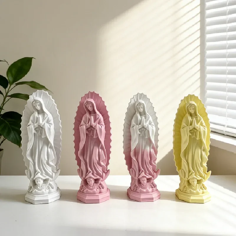 Mexican Virgin Mary Figurine Our Lady of Guadalupe Statue Catholic Statue Resin Crafts Christmas Decoration Home Table Ornament